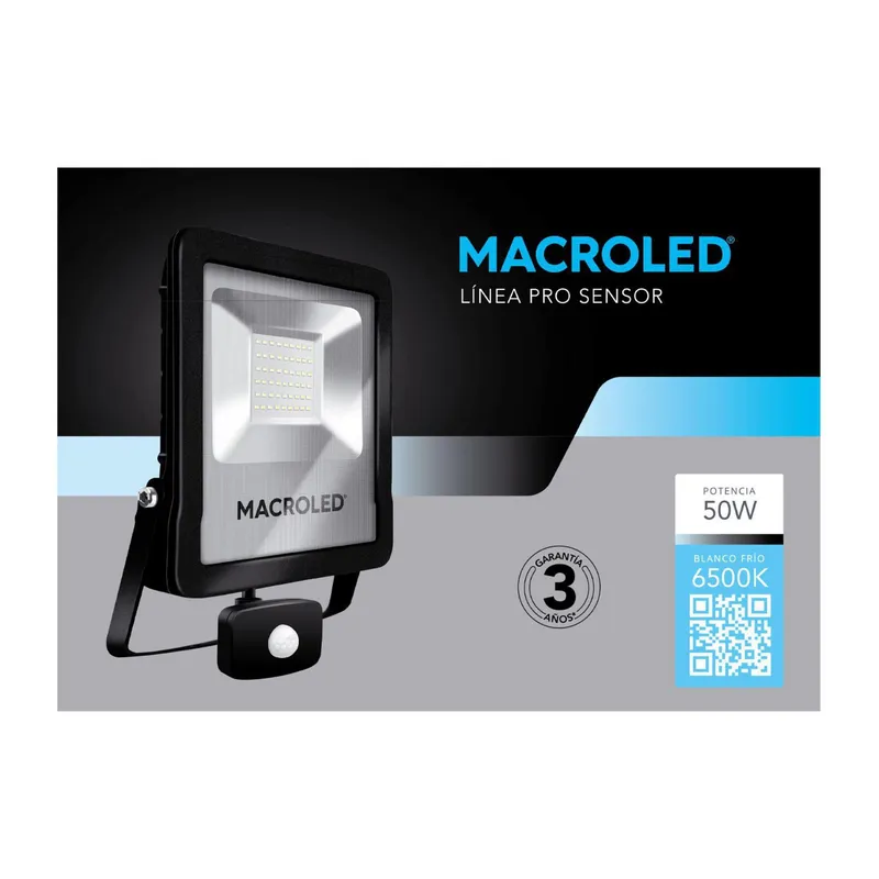  - Reflector Led Con Sensor De Movimiento Pro 50W Ac100 Frío 6500K Macroled