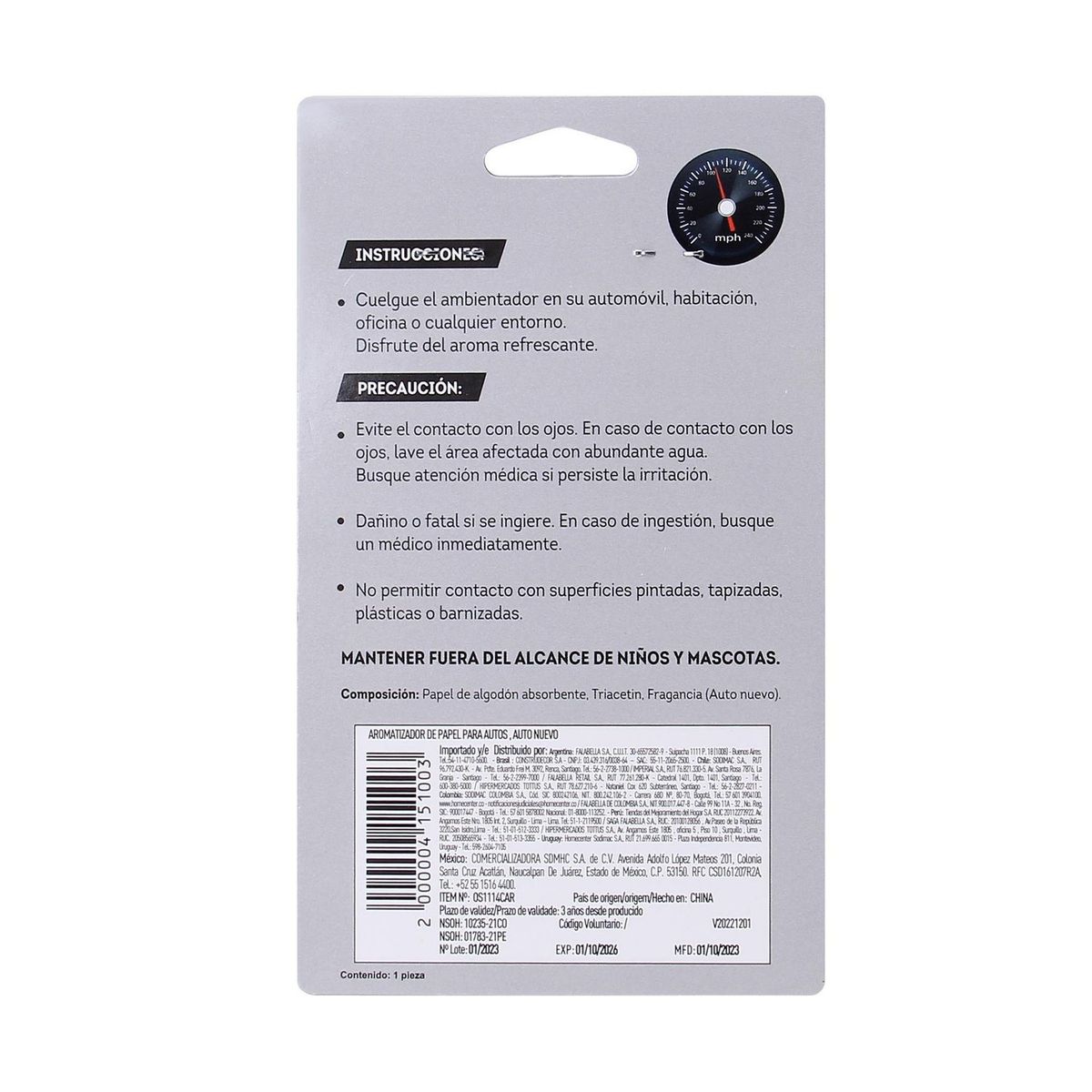 AUTOSTYLE - Ambientador para Auto Autostyle de Papel New Car