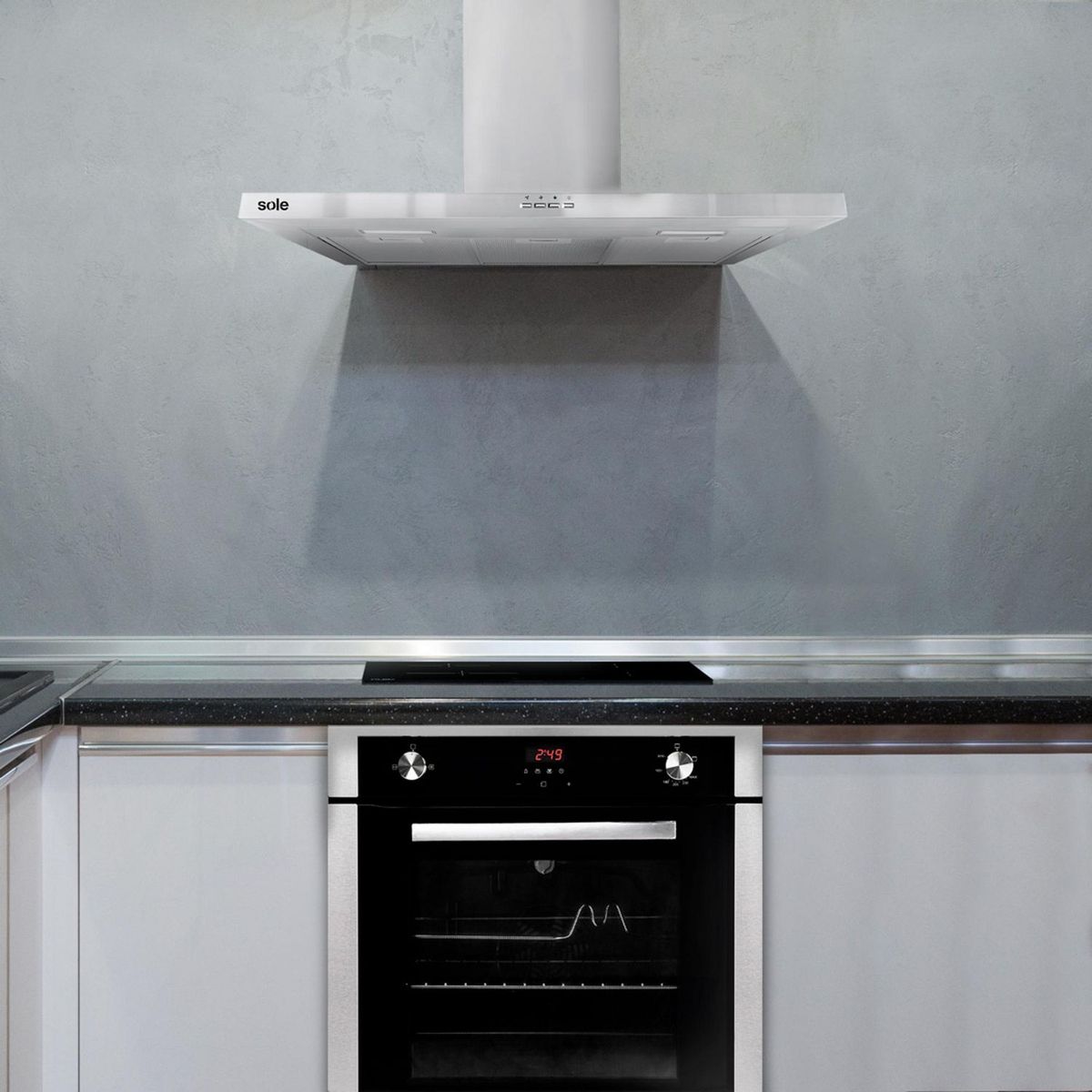 SOLE - Campana Extractora Sole 90cm Decorativa Onyx-T TURE88CO Gris