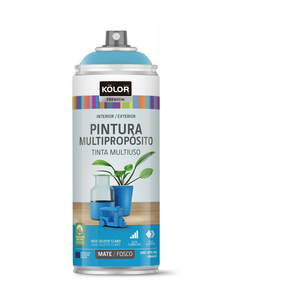 GENERICO - Pintura Spray Celeste Mate 400 Ml