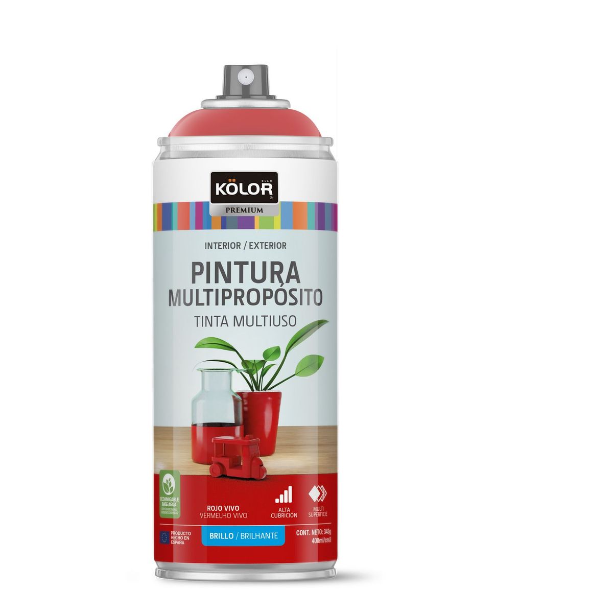 KOLOR - Pintura Spray Rojo Vivo Brill 400 Ml