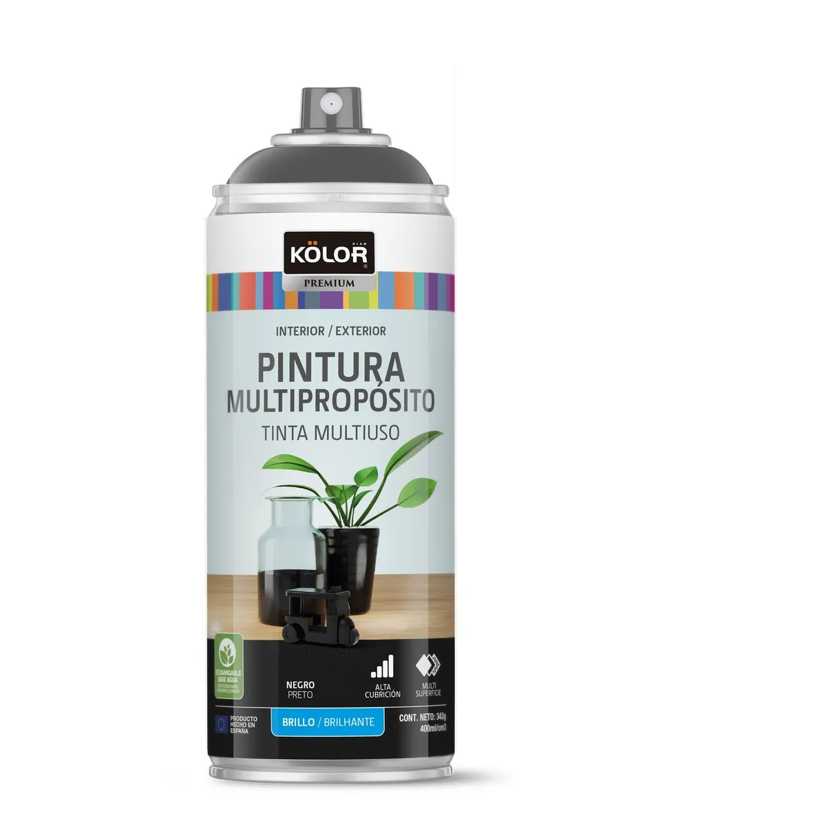 KOLOR - Pintura Spray Negro Brill 400 Ml