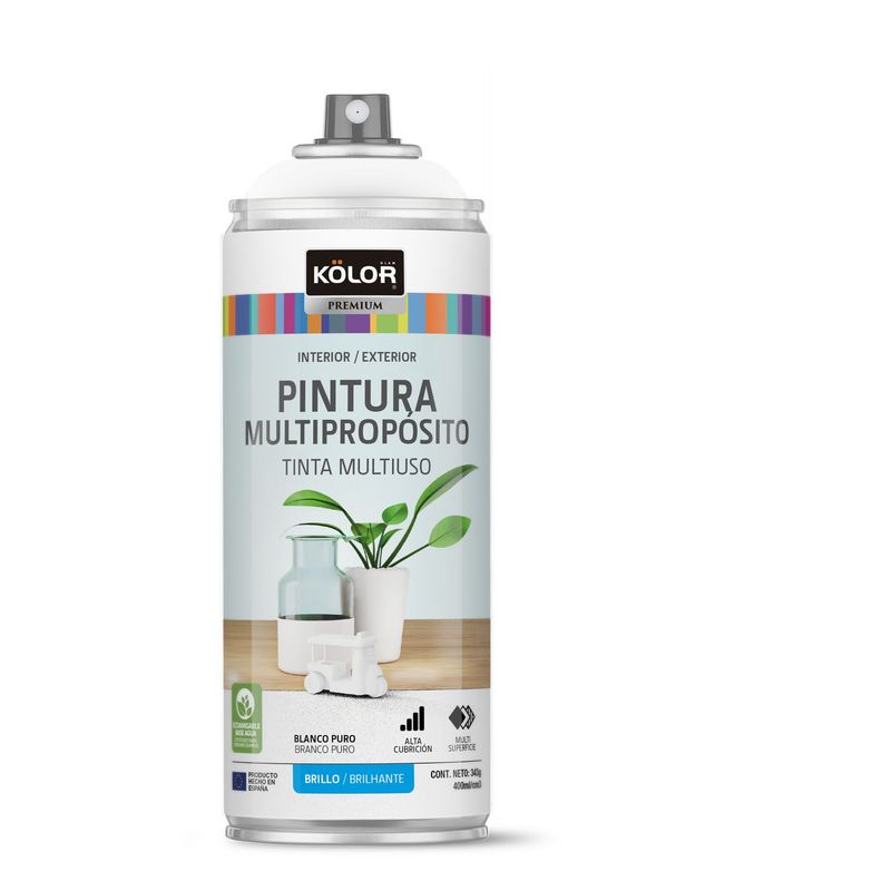 KOLOR - Pintura Spray Blanco Puro Brill 400 Ml