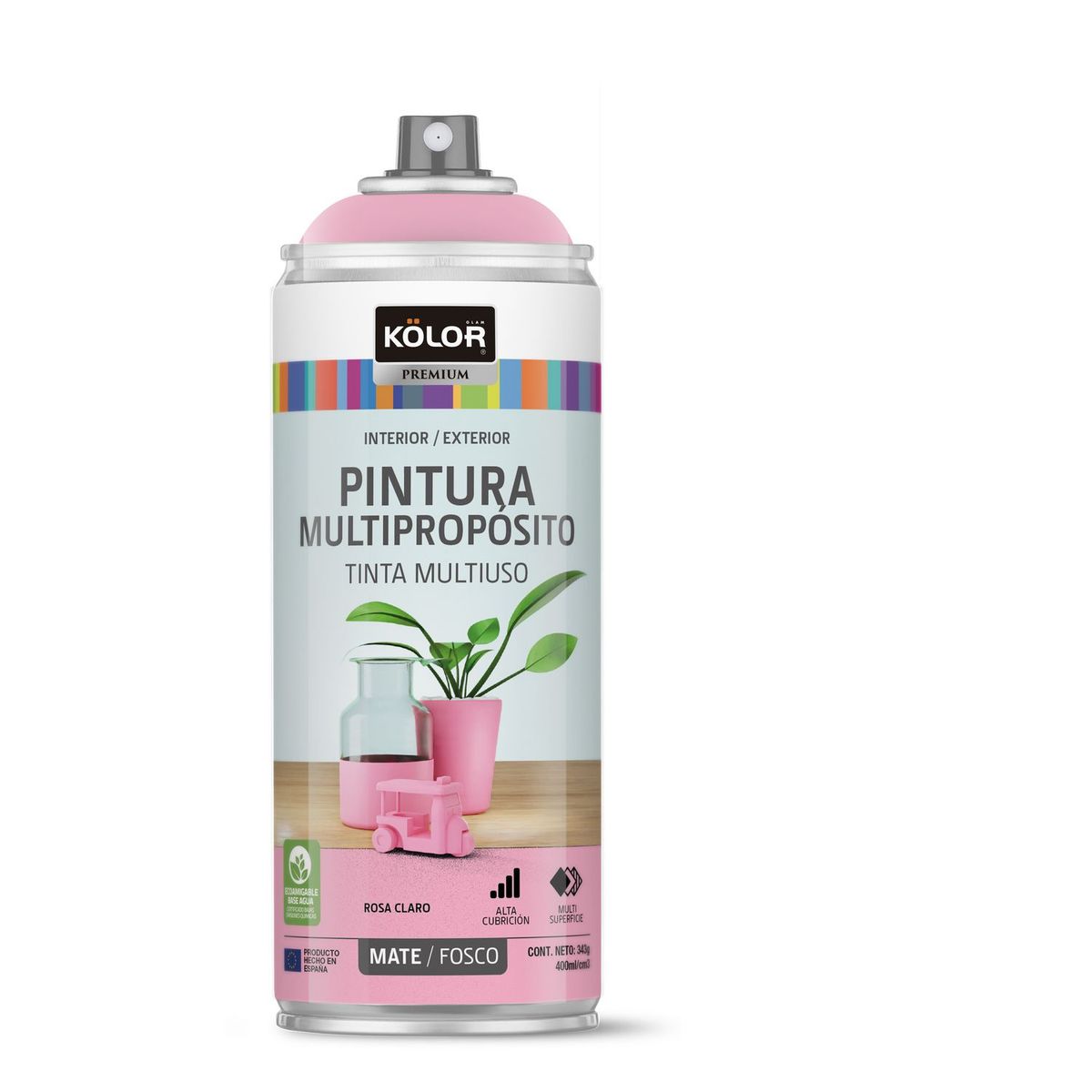 KOLOR - Pintura Spray Rosa Claro Mate 400 Ml