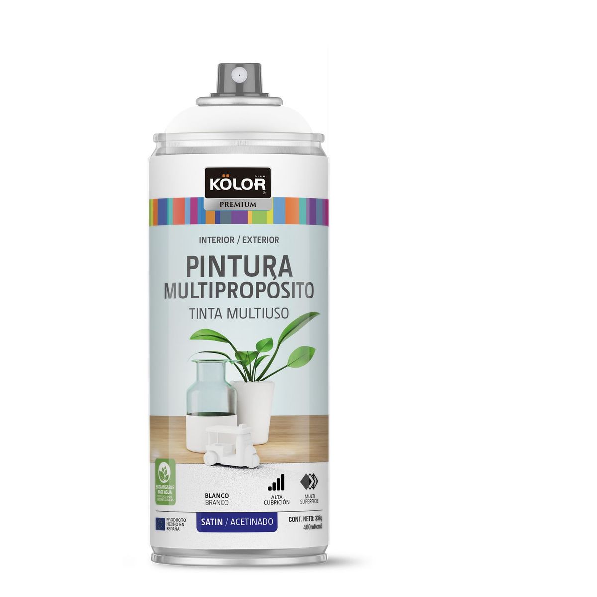 KOLOR - Pintura Spray Blanco Satinado 400 Ml