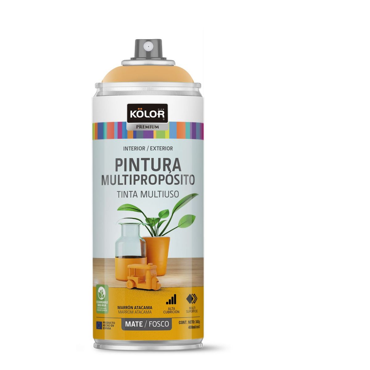 KOLOR - Pintura Spray Marron Ata Mate 400 Ml
