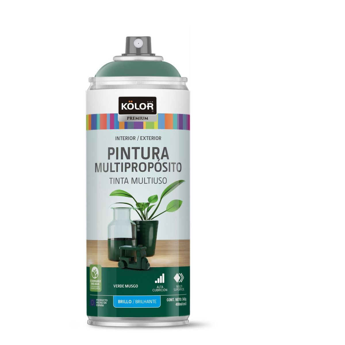 KOLOR - Pintura Spray Verde Musgo Brill 400 Ml