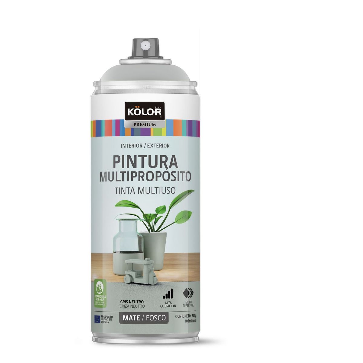 KOLOR - Pintura Spray Gris Neutro Mate 400 Ml