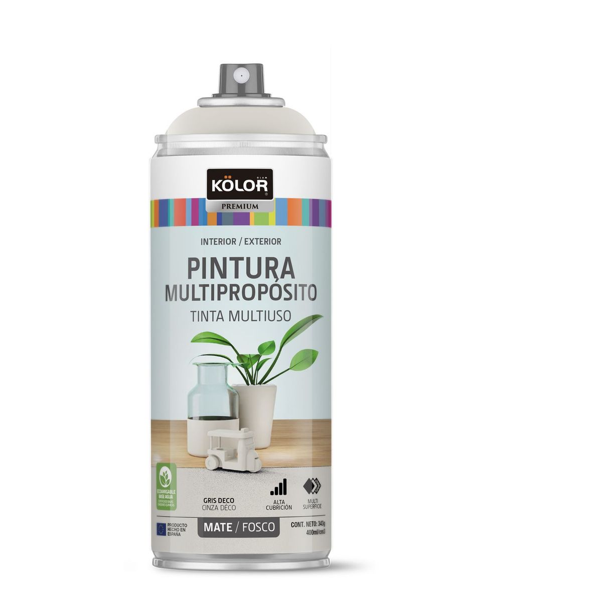 KOLOR - Pintura Spray Gris Deco Mate 400 Ml