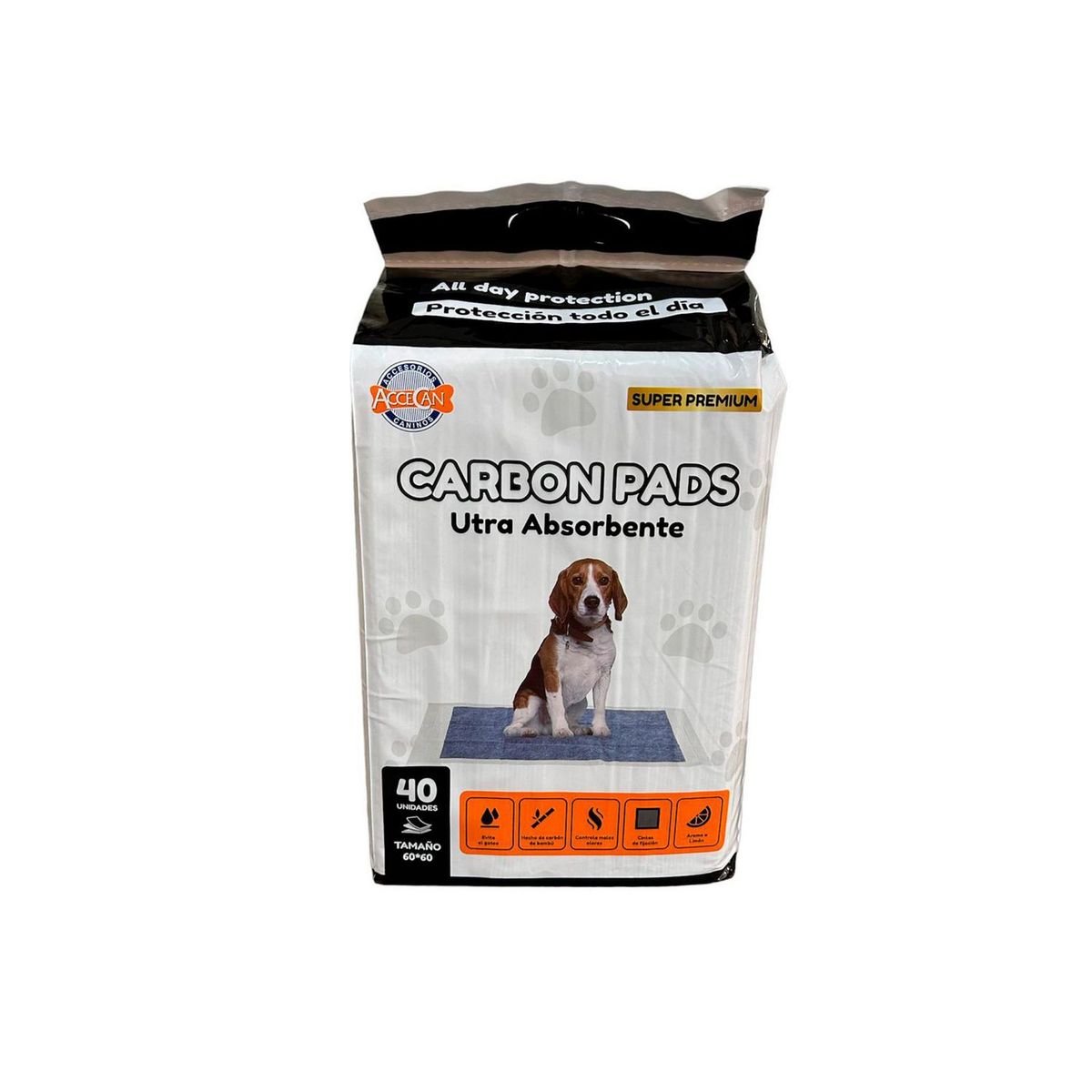 ACCECAN - Pañales de Piso Carbon de Bambú 60x60cm 40 pads