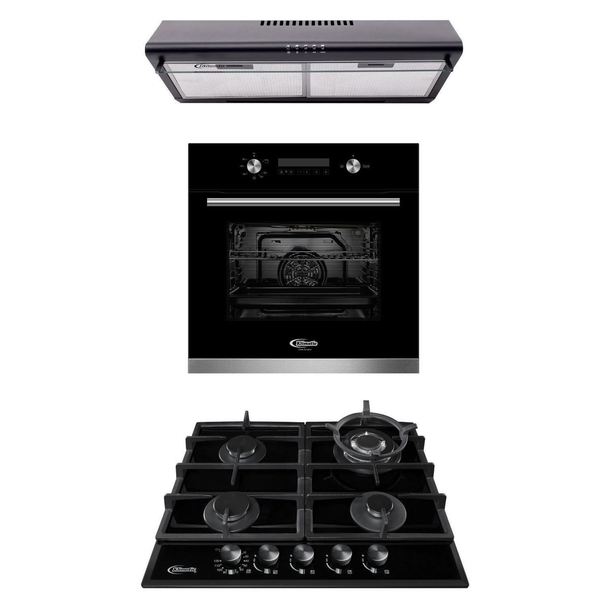 KLIMATIC - Tricombo Encimera Aosta 60 + Campana Lienal 601NE + Horno a Gas Bonn