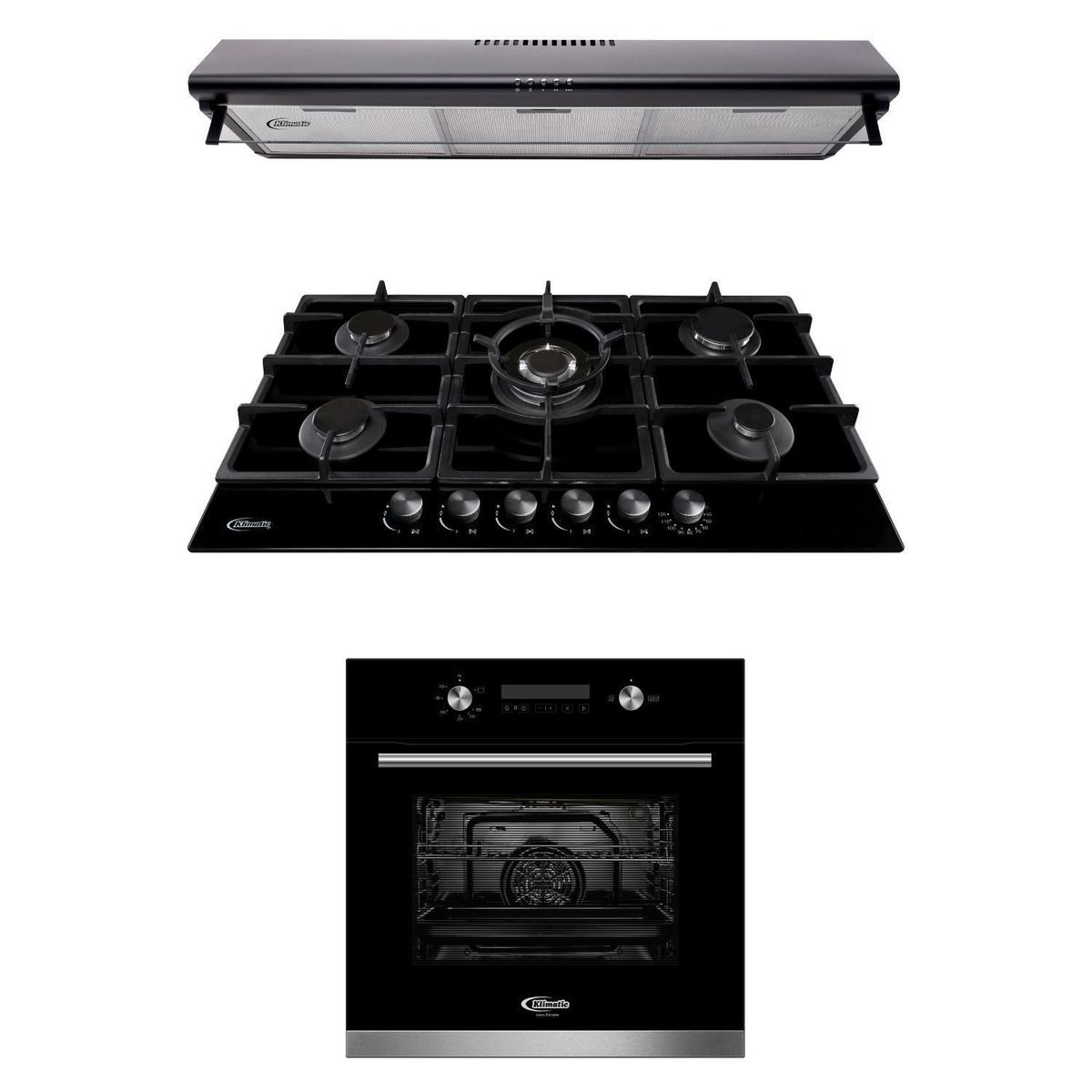 KLIMATIC - Tricombo Encimera Trevi 90 + Campana Lineal CK 901NE + Horno a Gas Bonn