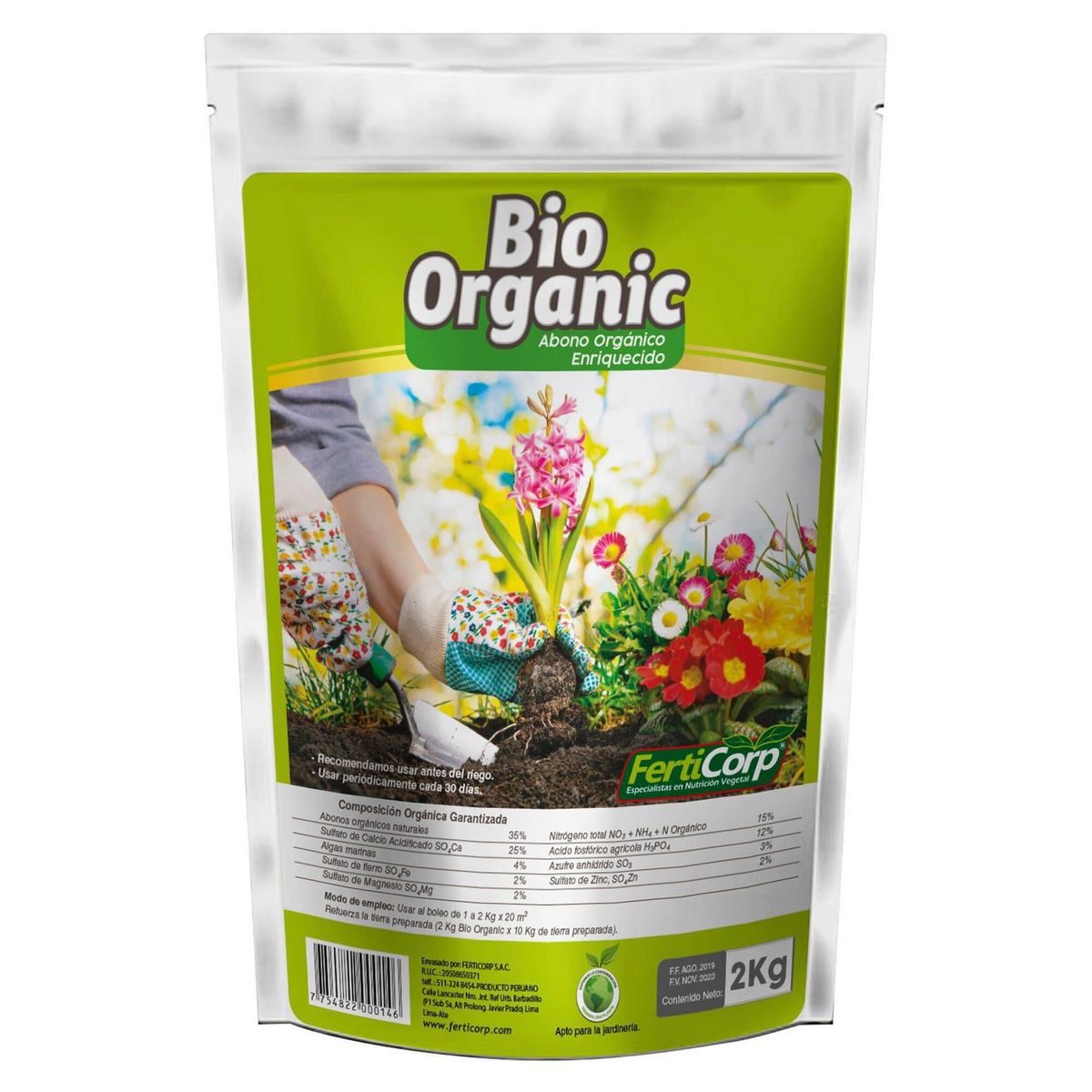 FERTICORP - Abono Bio Orgánico 2 kg Abono orgánico naturales