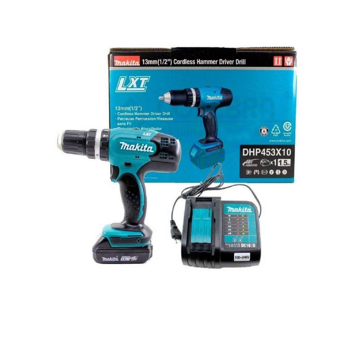 MAKITA - Taladro Percutor Inalámbrico Makita 1/2" 18v + 2 Baterías + Cargador Makita