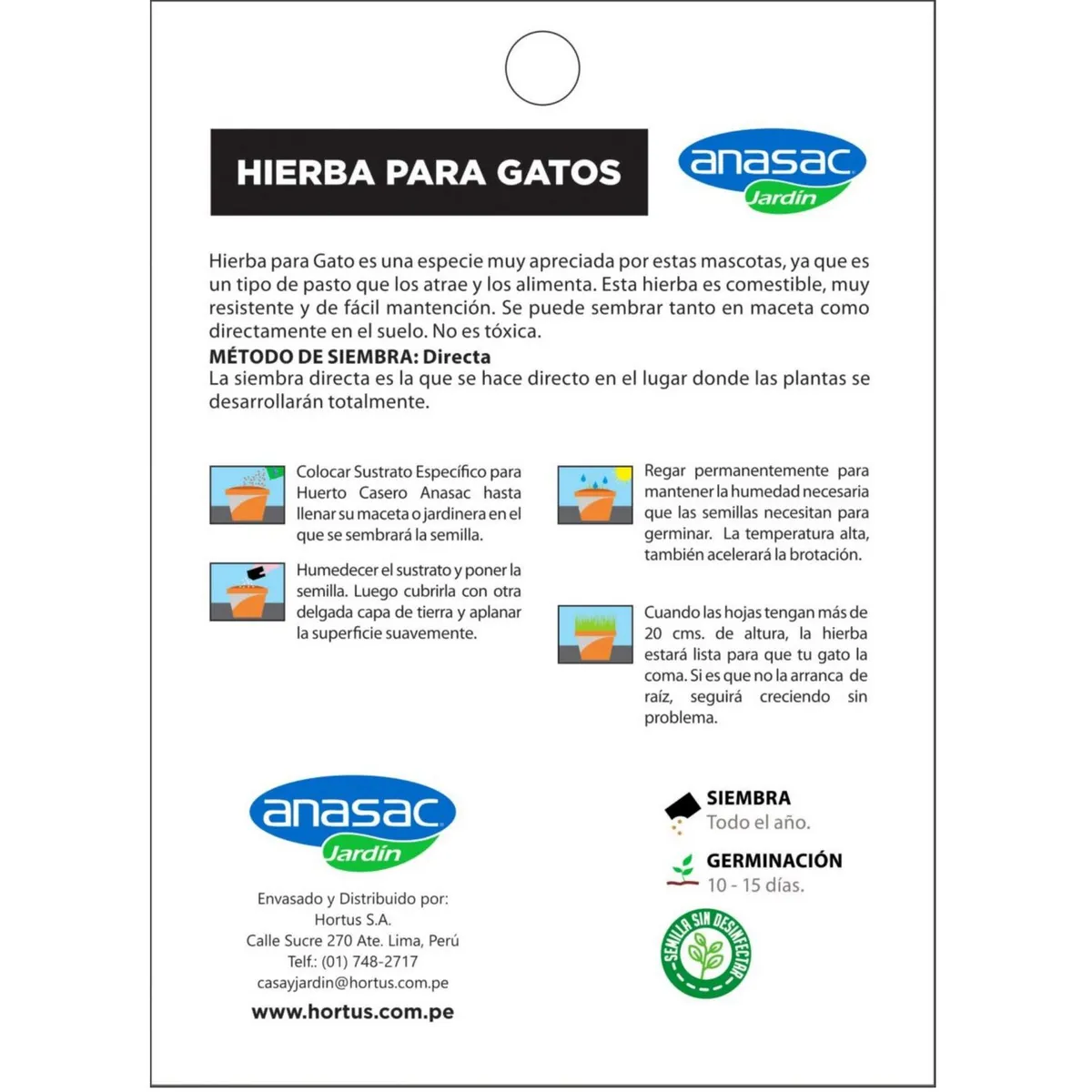 ANASAC JARDIN - Yerba Comestible para Gatos 20gr