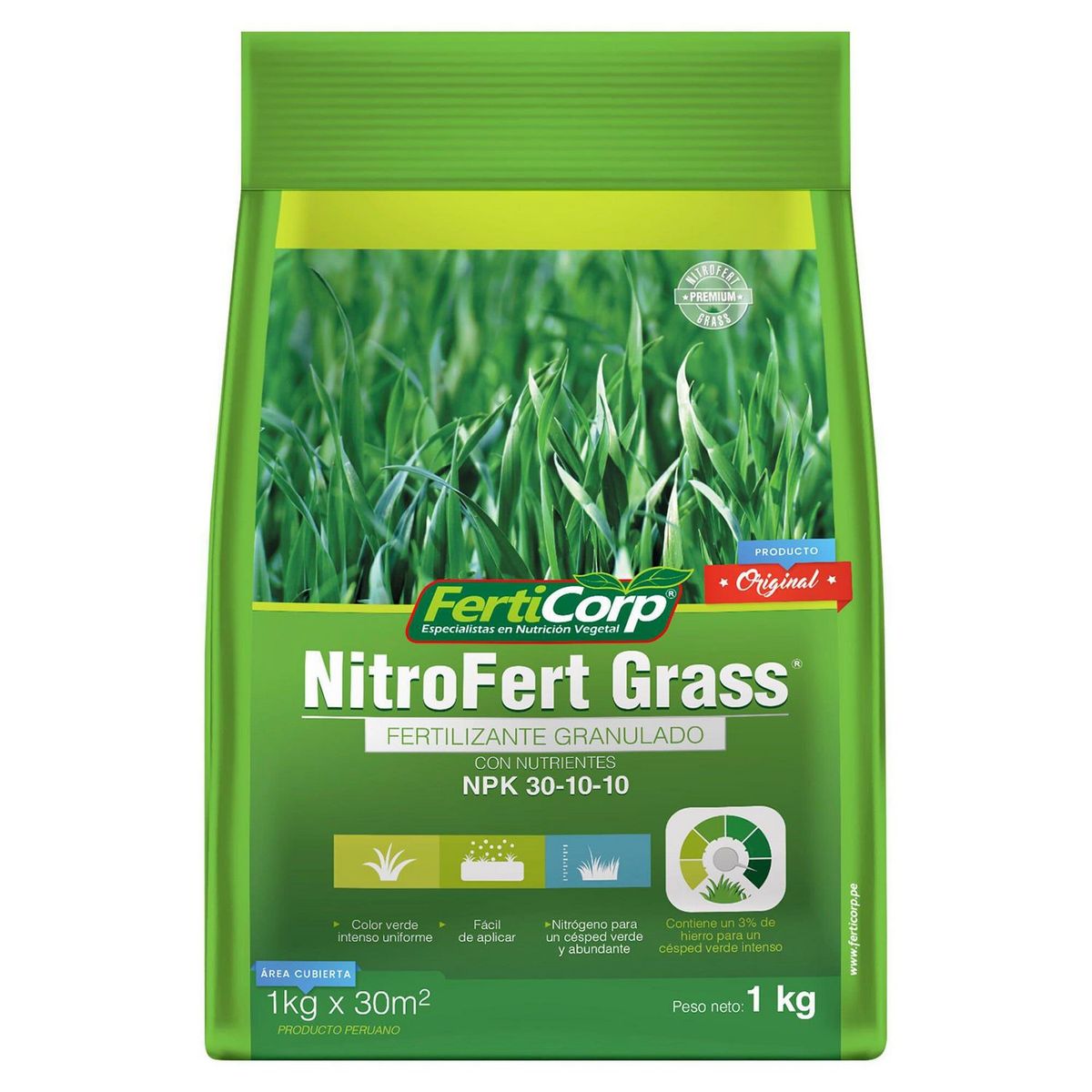 FERTICORP - Fertilizante Nitro Fert Grass 30-10-10 1 kg No indica 18 cm4 cm23 cm