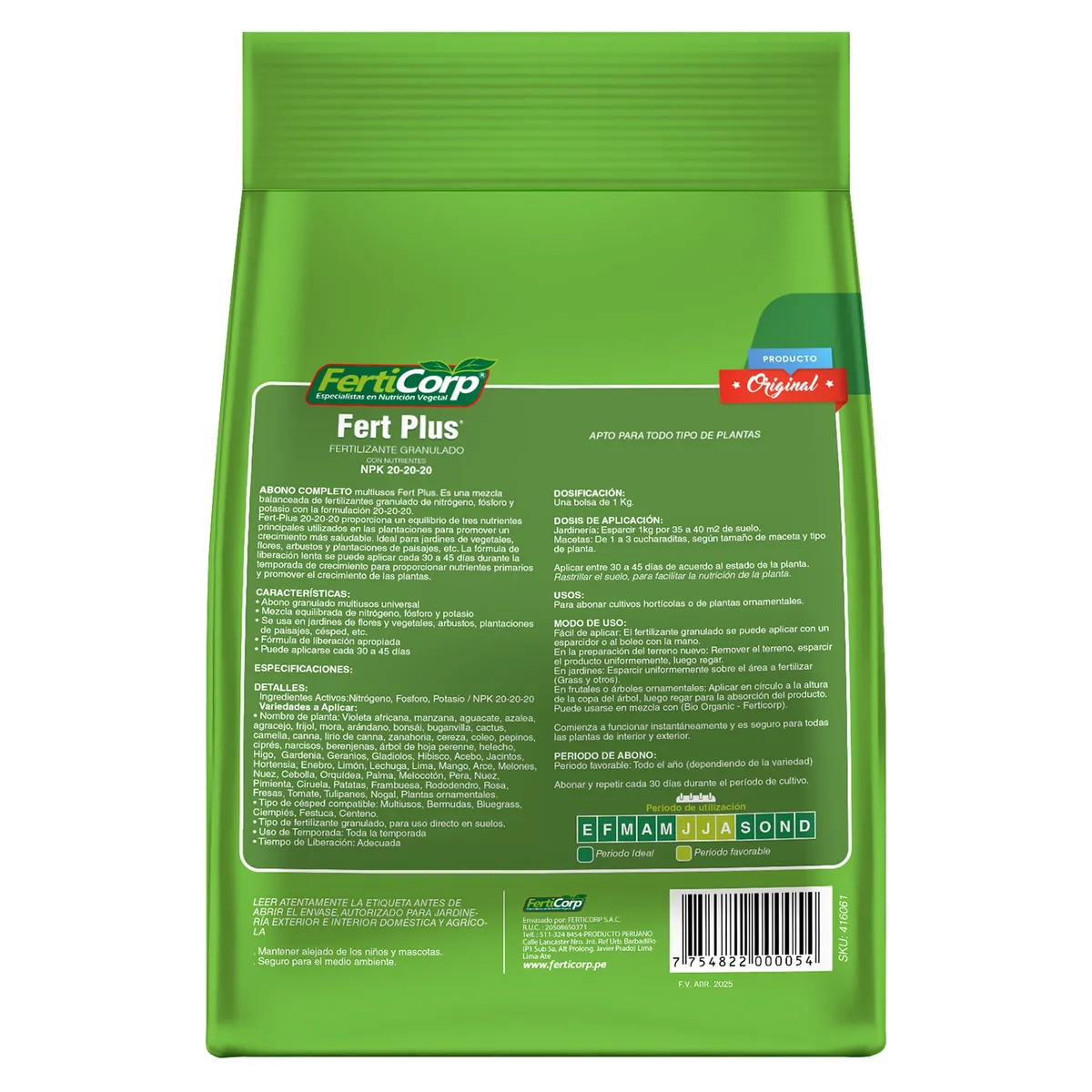 FERTICORP - Fertilizante Nitrofert Equilibrio 20-20-20 1 kg