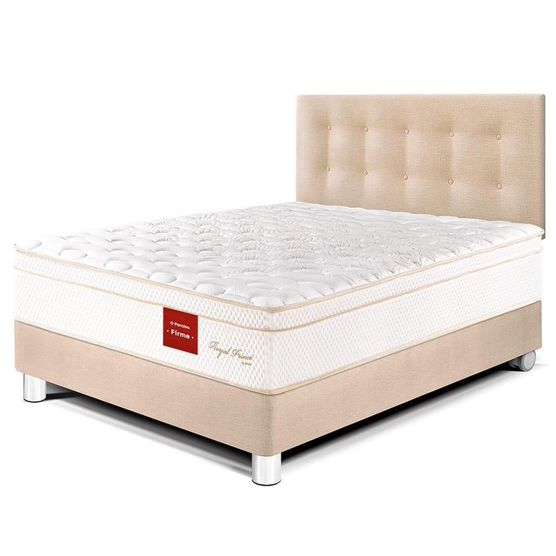PARAISO - Dormitorio Paraíso Royal Prince 2 Plazas Champagne + Colchón + 2 Almohadas Viscoelásticas + Protector