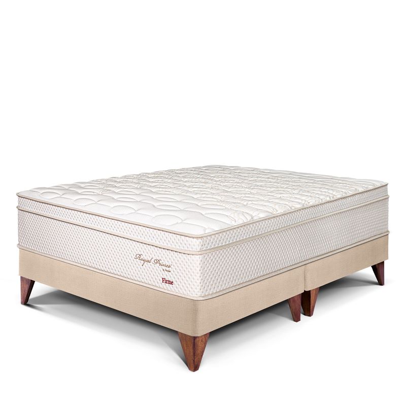 PARAISO - Cama Europea Paraíso Royal Prince King Champagne + Colchón + 2 Almohadas Viscoelásticas + Protector