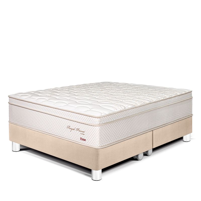 PARAISO - Cama Paraíso Royal Prince Queen Champagne + Colchón + 2 Almohadas Viscoelásticas + Protector