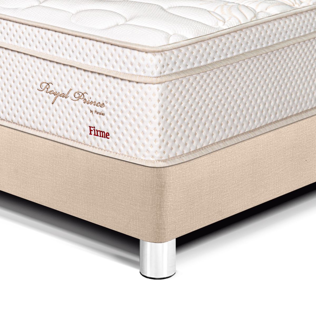 PARAISO - Cama Royal Prince 1.5 Plaza Champagne + Almohada + Protector