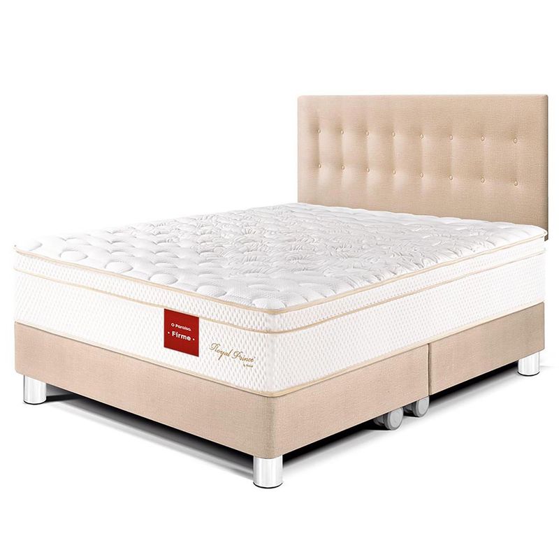 PARAISO - Dormitorio Paraíso Royal Prince King Champagne + Colchón + 2 Almohadas Viscoelásticas + Protector