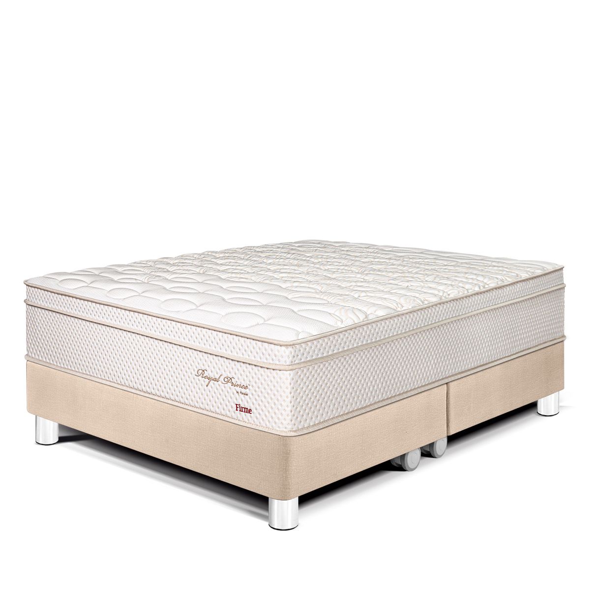 PARAISO - Cama Paraíso Royal Prince King Champagne + Colchón + 2 Almohadas Viscoelásticas + Protector