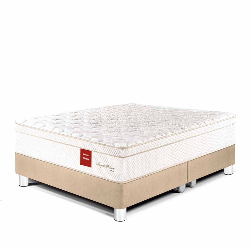 PARAISO - Cama Paraíso Royal Prince King Champagne + Colchón + 2 Almohadas Viscoelásticas + Protector