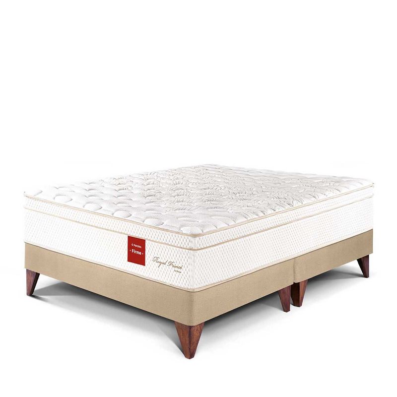 PARAISO - Cama Europea Paraíso Royal Prince Queen Champagne + 2 Almohadas Viscoelásticas + Protector