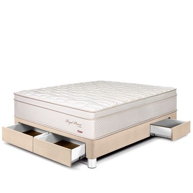 Cama Royal Prince Firme Con Cajones 2plz Champagne + 2 Almohadas