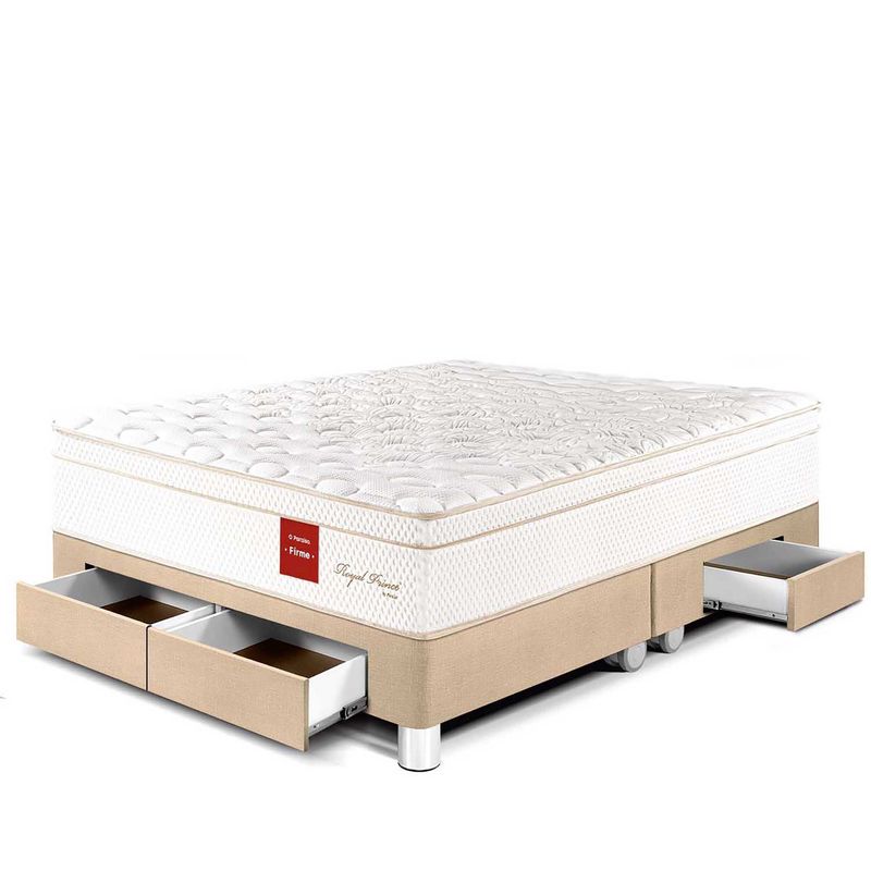 PARAISO - Cama con Cajones Royal Prince King Champagne + 2 Almohadas + Protector