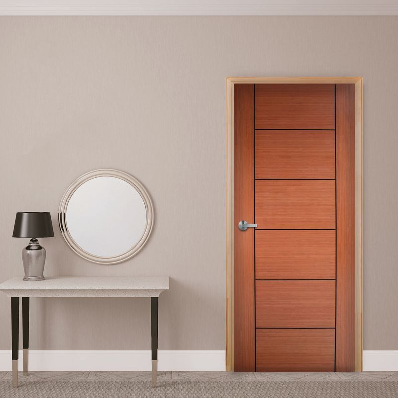 DIMFER - Puerta Interior Lara Black Roble Rojo 65x207cm Madera