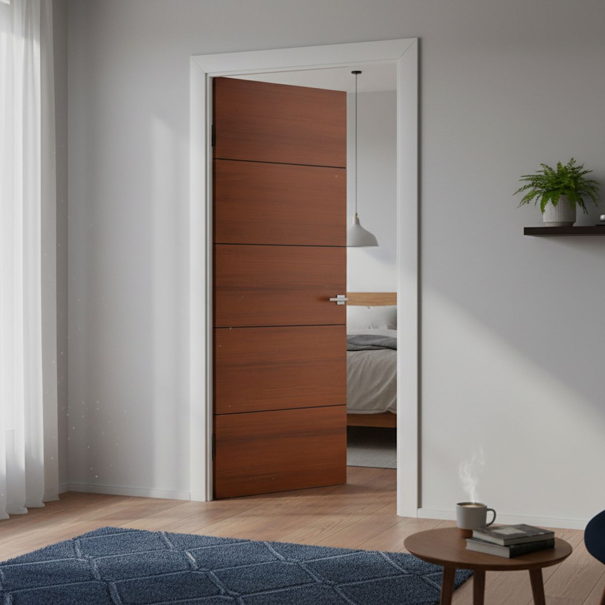 Puerta Interior MDF Mediterranea Sapelli Natural, marca DIMFER - Foto Principal