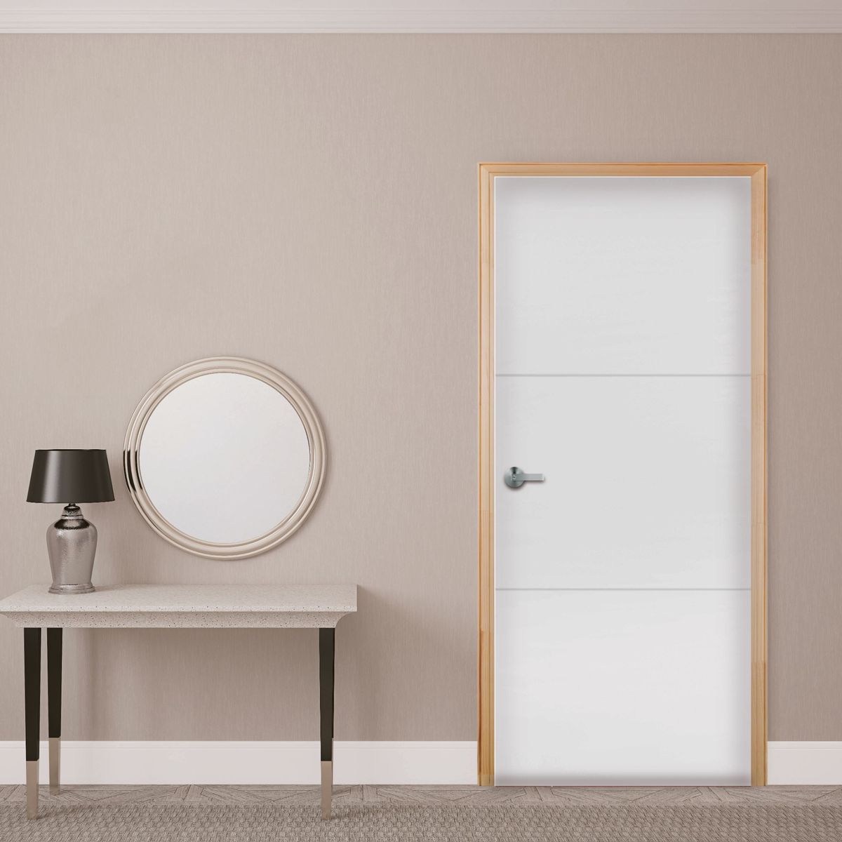 DIMFER - Puerta Interior Combo (Marco+Bisagras+Kit de Instalación) Bali 65x207cm Blanco