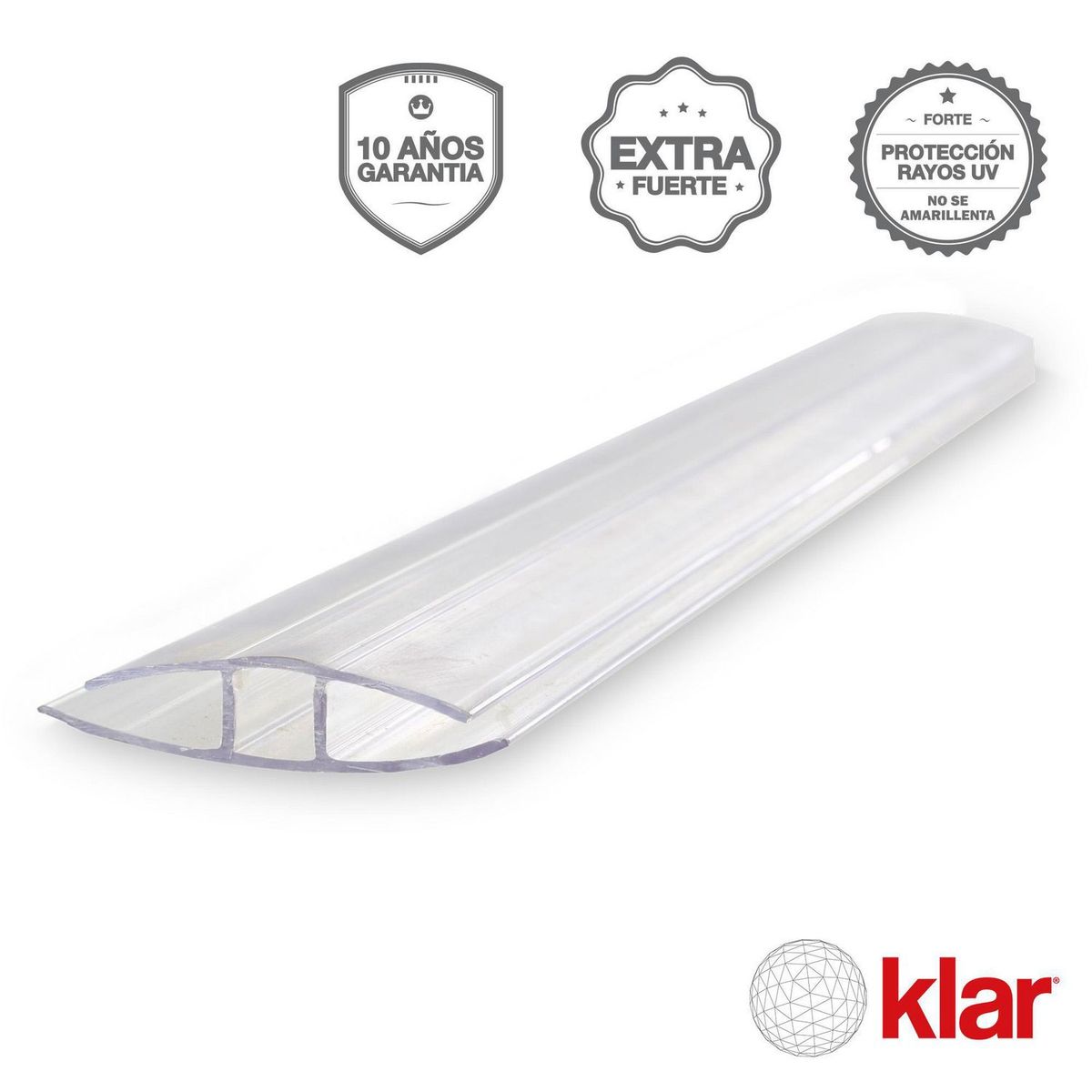 KLAR - Conector de Policarbonato H 4-6 mm 2.9m Transparente