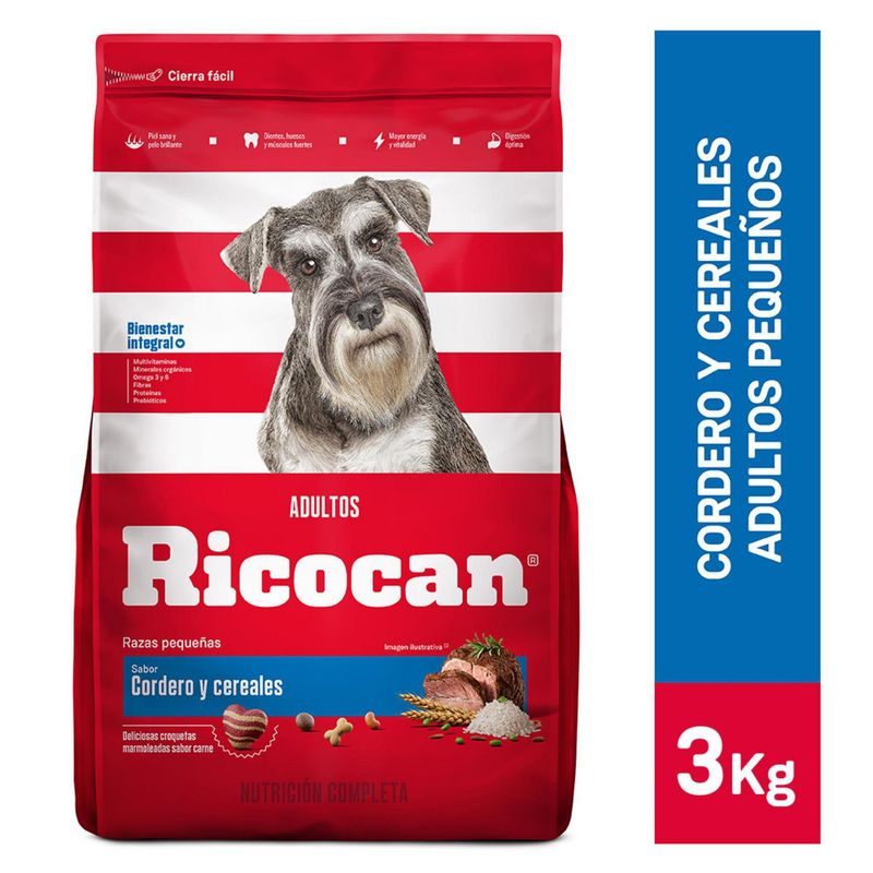RICOCAN - Ricocan adultos 3kg de Cordero y cereales raza pequeña