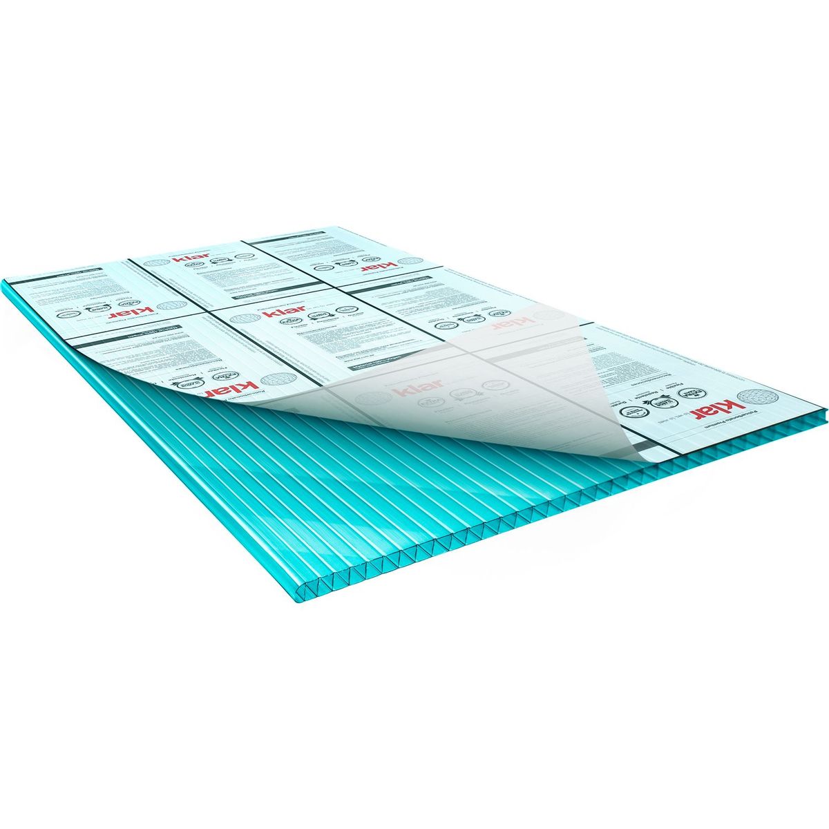 KLAR - Plancha de Policarbonato Alveolar KLAR 6 mm 1.05 m x 2.9 m TURQUESA