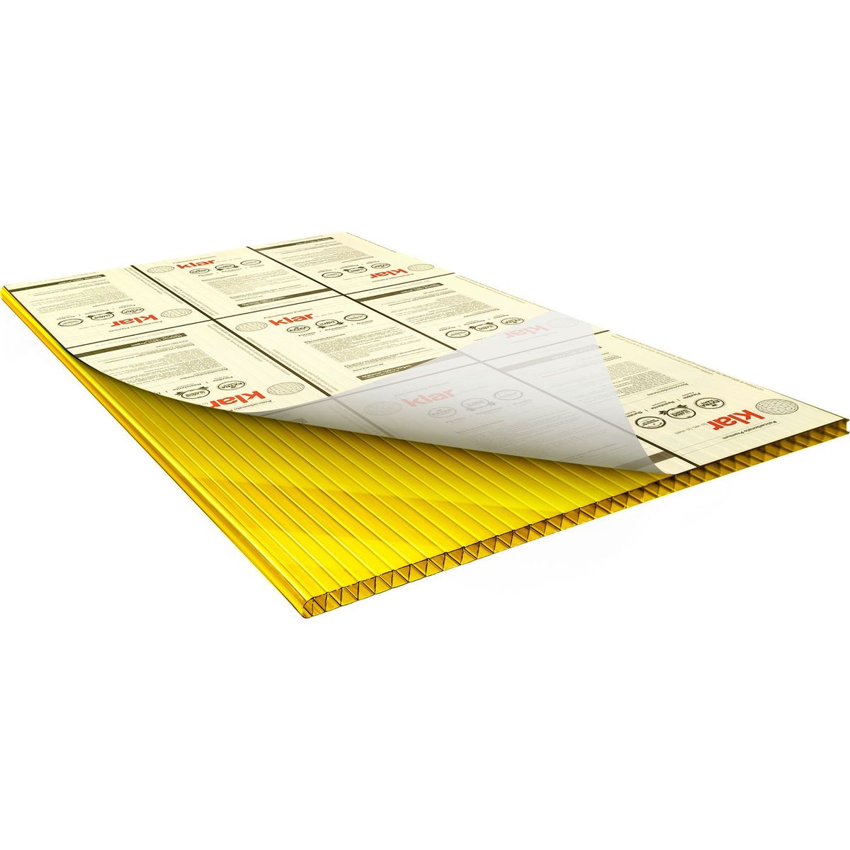 KLAR - Plancha de Policarbonato Alveolar KLAR 6 mm 1.05 m x 2.9 m AMARILLO