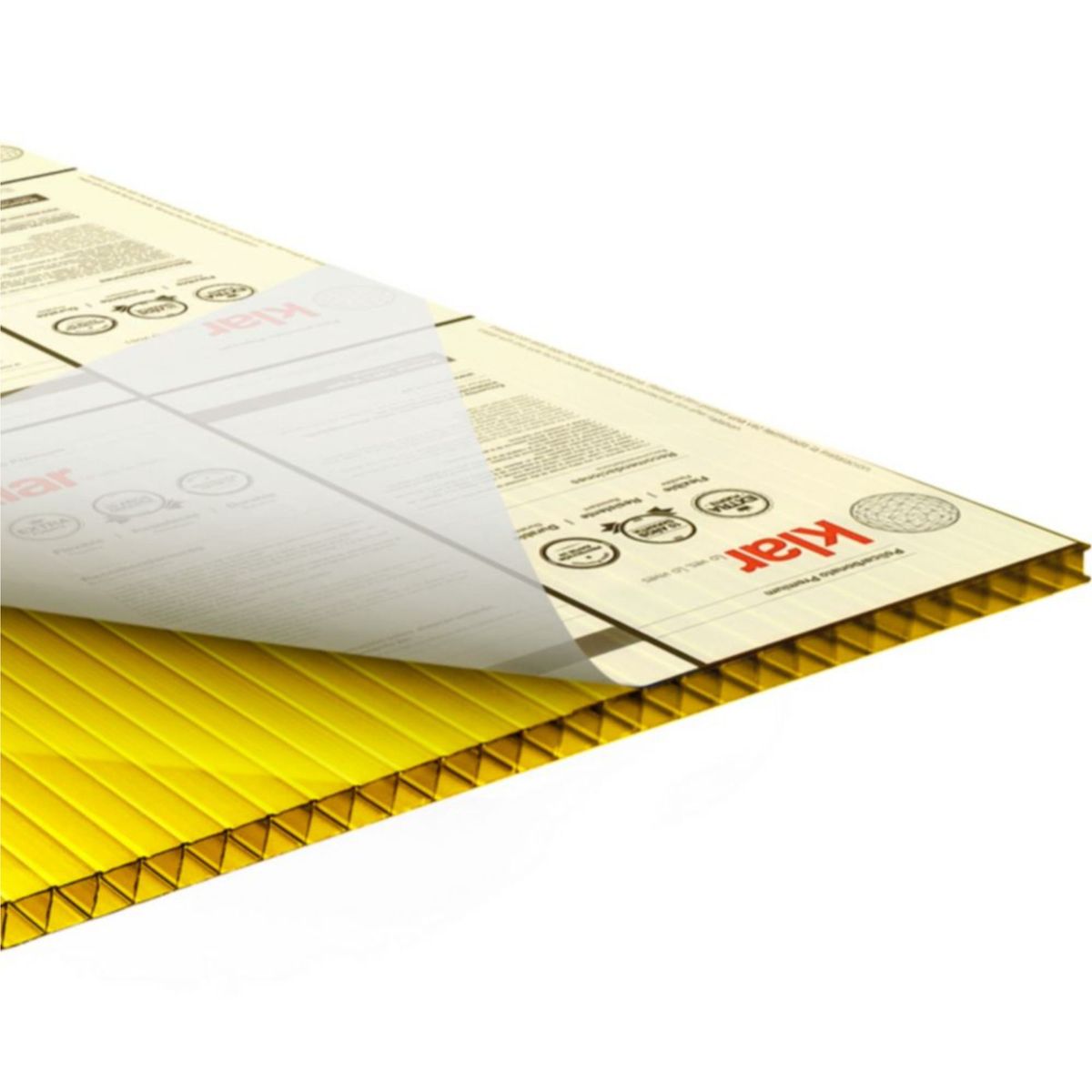 KLAR - Plancha de Policarbonato Alveolar KLAR 6 mm 1.05 m x 2.9 m AMARILLO