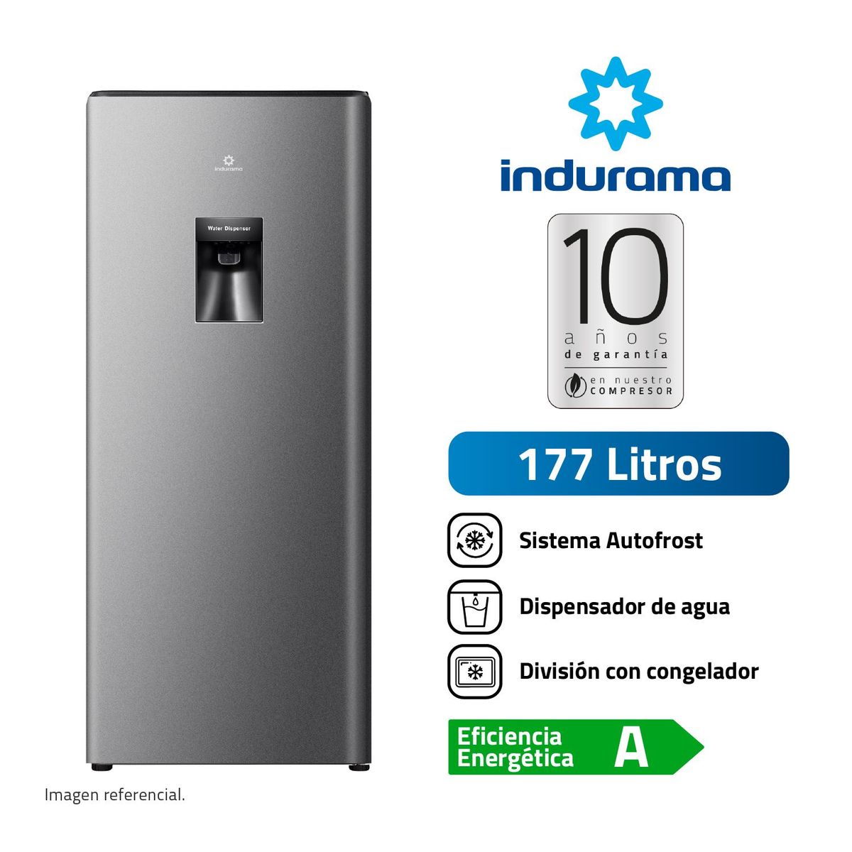 Refrigeradora Indurama 177L Top Freezer Single Door RI-289D, marca INDURAMA - Foto Principal