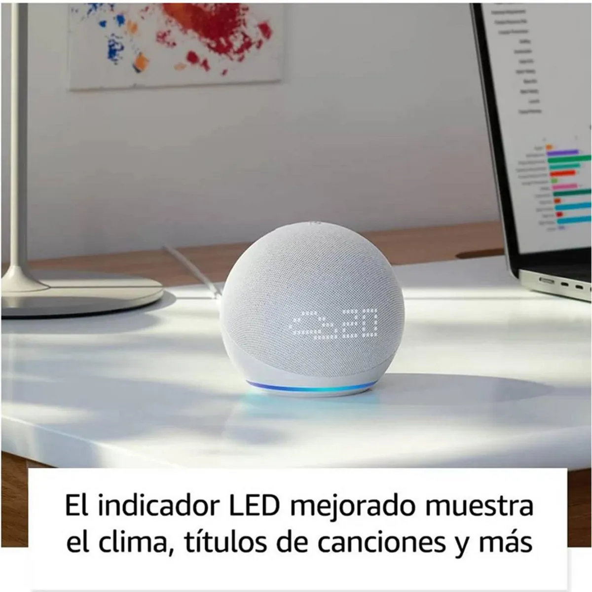 AMAZON - Parlante Inteligente Amazon Reloj y Alexa Echo Dot 5ta Generación Blanco