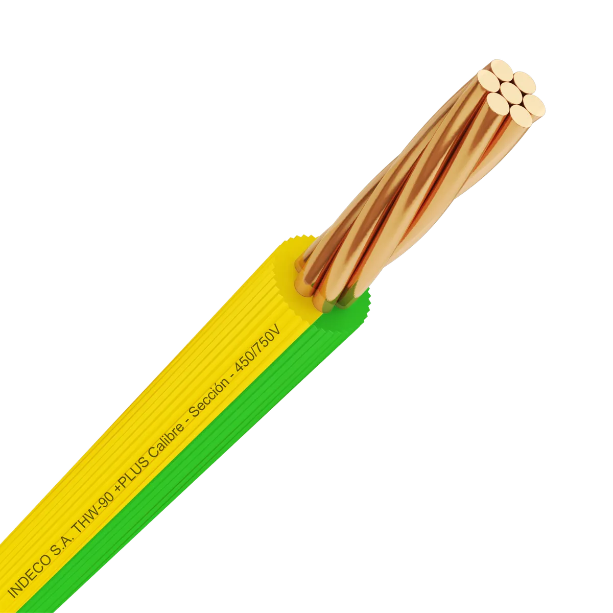 INDECO - Cable THW-90 Plus 12 AWG Indeco 450/750V Amarillo/Verde 100 Metros