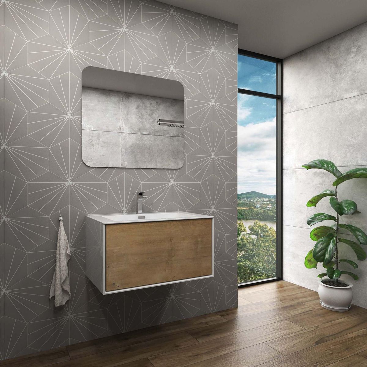 KLIPEN - Mueble con Lavatorio Klipen Sweet Blanco/Oak 75x48x40cm