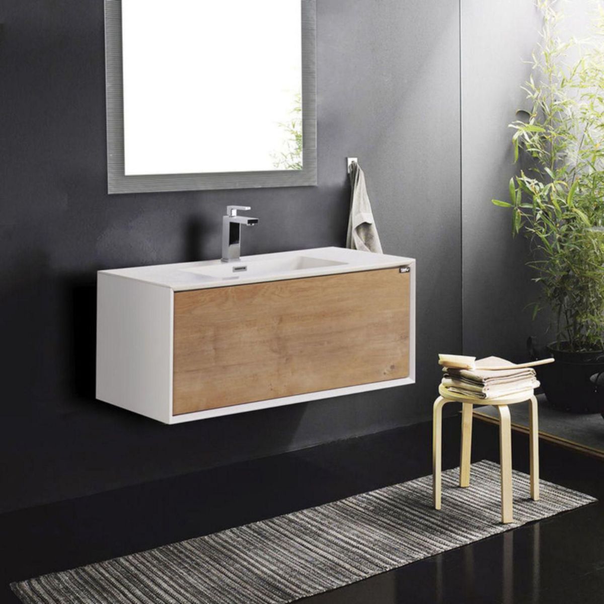 KLIPEN - Mueble con Lavatorio Klipen Sweet Blanco/Oak 75x48x40cm