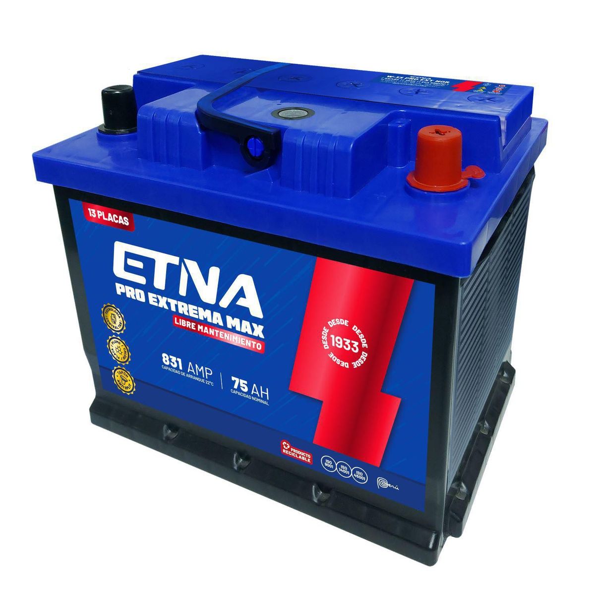 ETNA - Batería para Auto Etna W-13 Pro Extrema Max 12vc 75Ah Nor