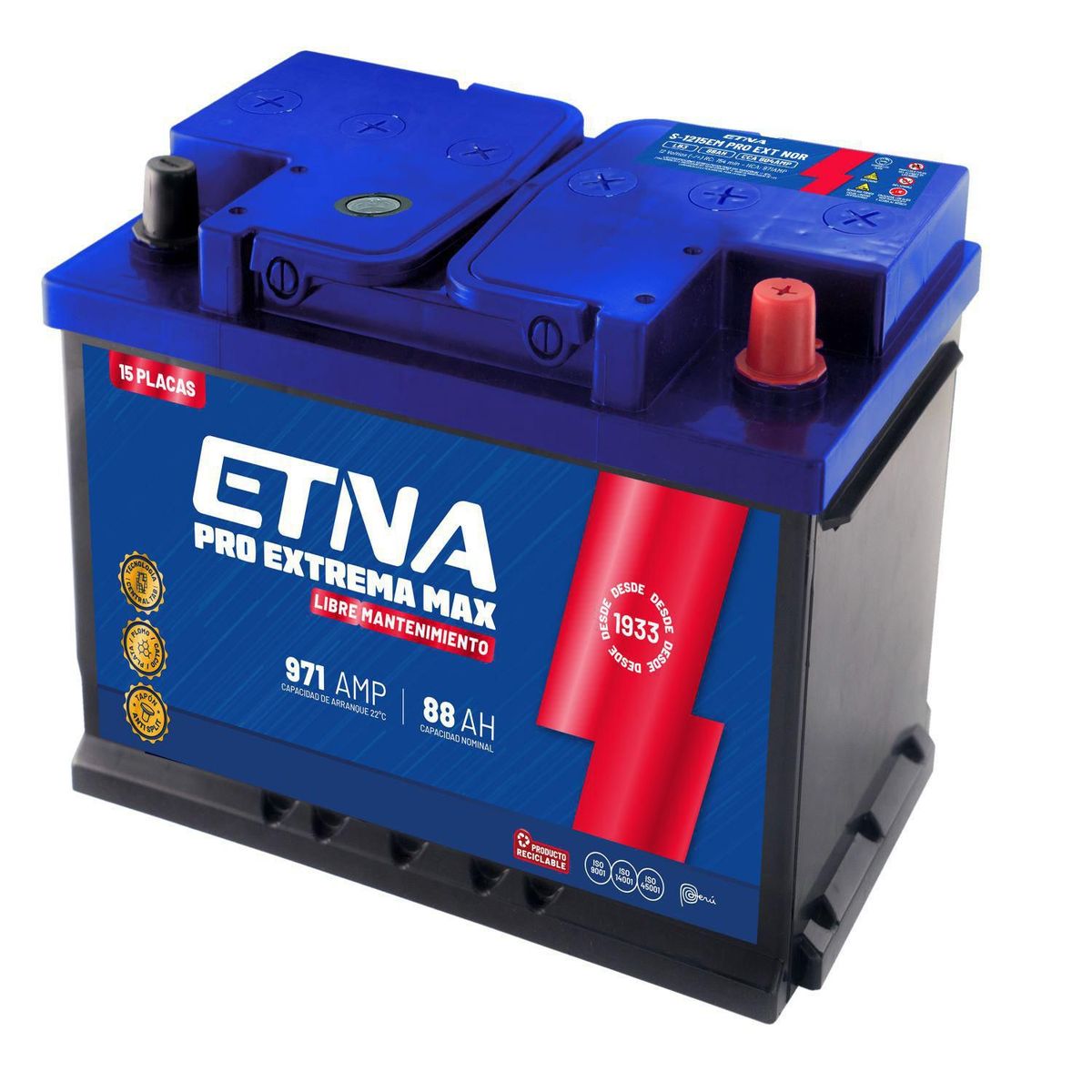 ETNA - Batería para Auto Etna S-1215EM Pro Extrema Max 12VC 88Ah Nor