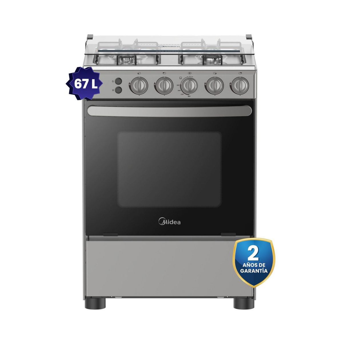 MIDEA - Cocina Midea a Gas 4 Hornillas MGS24FS2LAAMB-PE Silver