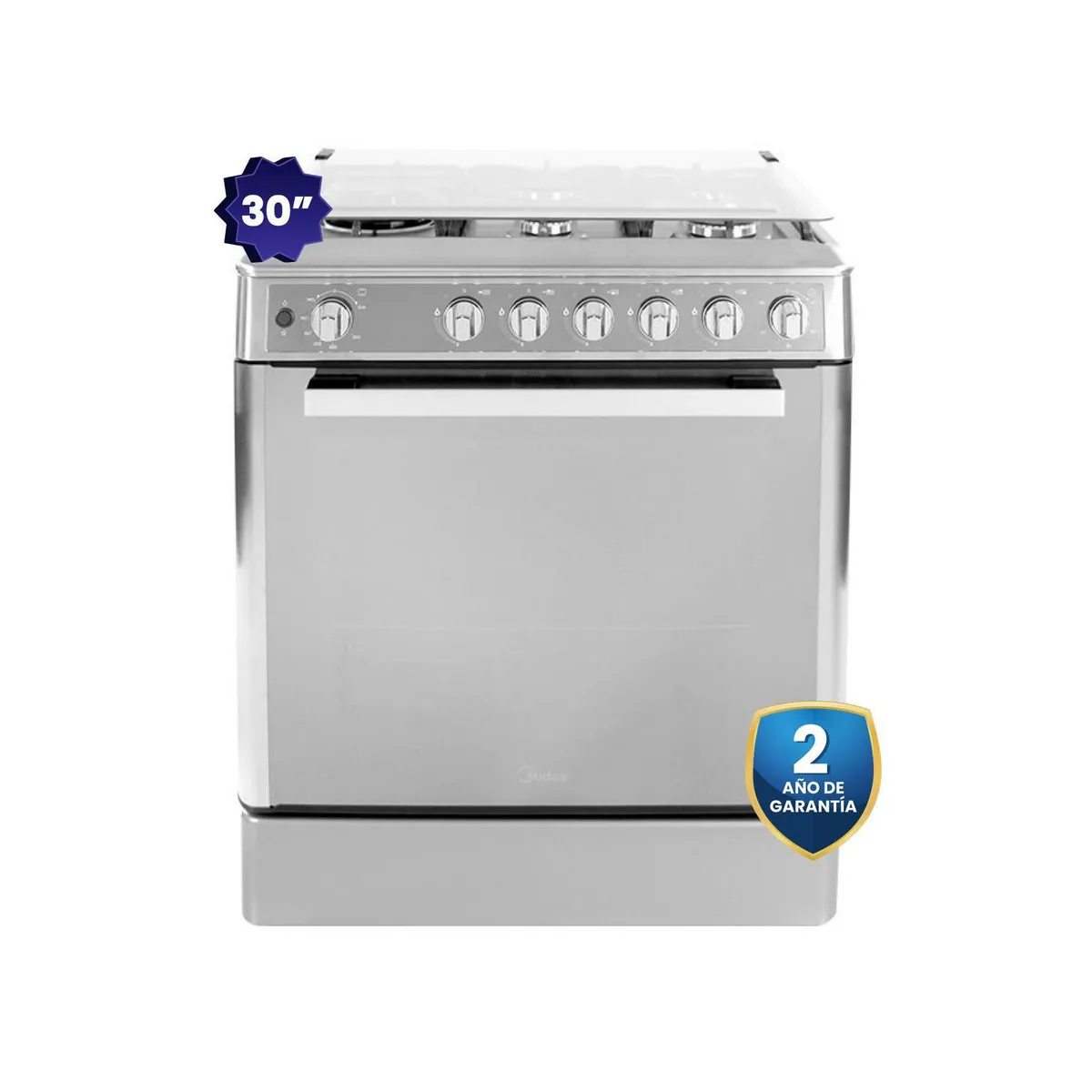 MIDEA - Cocina Midea a Gas 5 Hornillas Triple Llama MGS30F2LCCWSS-PE Inox