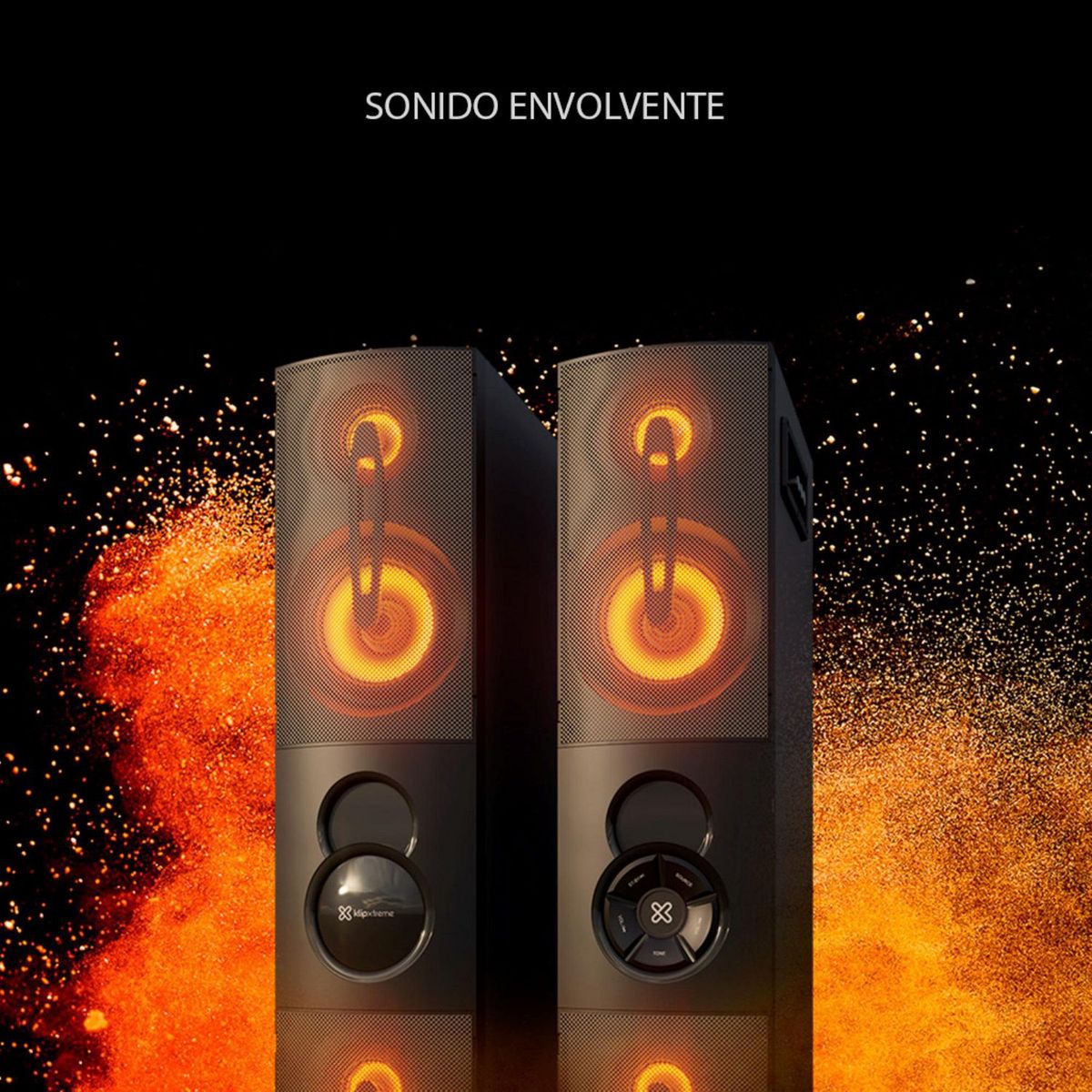 KLIPXTREME - Parlante Dual Klip Xtreme Bluetooth BT 300W KFS-600 RMS Negro + Micrófono Inalámbrico