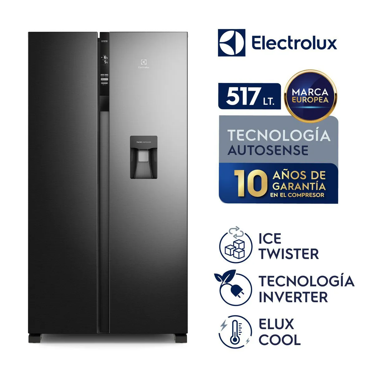 Electrolux - Refrigeradora Electrolux Side by Side 2 Puertas 517 Litros ERSA53K2HVB